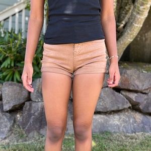 Brown Highrise Mom Shorts